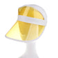 Transparent PVC sun visor hat with yellow tinted shield and white trim