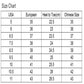 Size chart table: USA, European size, heel-to-toe (cm), and Chinese size columns