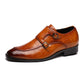 Crocodile-pattern leather formal shoes, tan, buckle strap and black sole