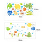Waterproof marine animal wall sticker size chart: 60x40cm sheet with fish and bubbles