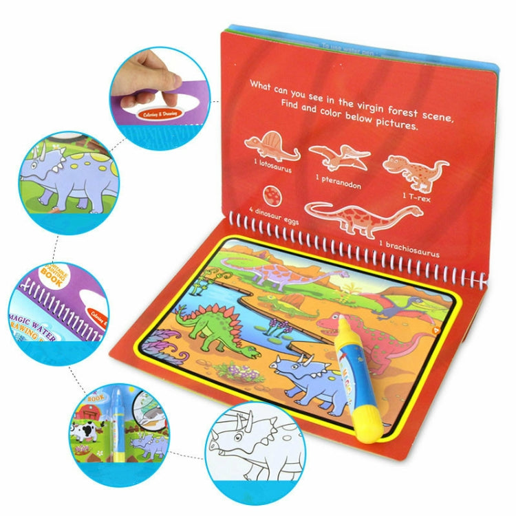 Magic water drawing book with forest scene boards and refillable water pen