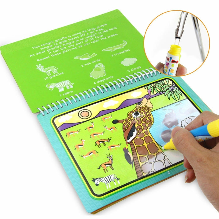 Water drawing book with green background pages, doodle board and refill bottle with pen
