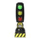 Toy traffic light on base with three colored LED lenses: green, yellow, red