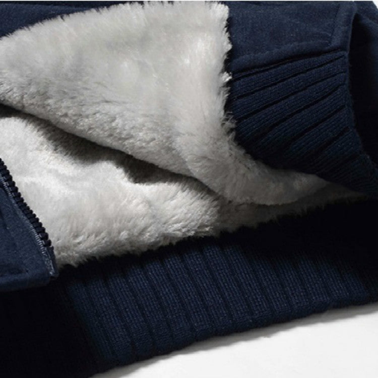 Men's parka cuff detail with ribbed knit trim and soft plush inner lining