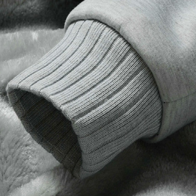 Men's parka sleeve cuff with ribbed knit trim and plush fleece lining