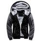 Men's hooded winter parka, faux-fur lined hood, charcoal gray and black colorblock front zip
