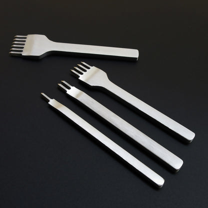 4 in 1 White Steel Diamond Boring Punching Stitching Tool DIY Leather Punch Tool Set, 3mm