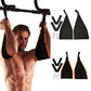 Orange and black pull-up training straps set with metal hooks and carabiners