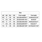 Shoe size chart with US, UK, and EU sizes plus foot length and width