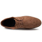 Men's brown suede lace-up oxford shoes with dark interior lining and rubber sole