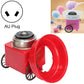 Red cotton candy trolley machine with AU plug and large front spinning head