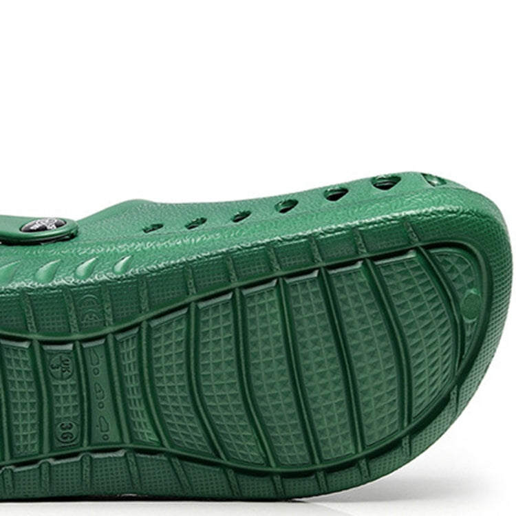 Green medical clog sole and side tread pattern with ventilation ports