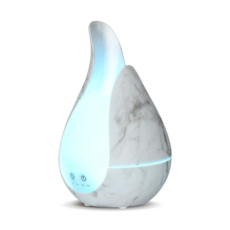 White marble teardrop aroma diffuser with cool mist and blue LED night light