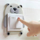 Decorative panda double light switch cover sticker with finger pointing at switch panel