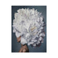 Frameless canvas wall art with white flower head and woman profile