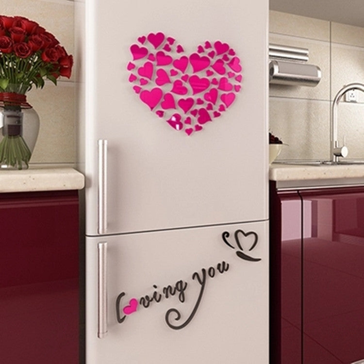 Pink heart wall sticker with “loving you” script and outline heart