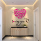 Removable heart wall sticker set with large pink heart and “loving you” text