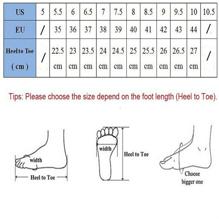 Boot size chart showing EU sizes 35 to 44 and heel-to-toe measurements in cm