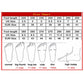 Printed size chart diagram for safety shoes, with foot length and size options
