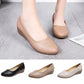 Wedge flats set with round toe in black, beige, and white color options