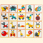 Grid of animal picture card tiles with orange borders for tangram-style matching