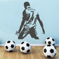 Black football player wall sticker silhouette with “RONALDO 7” emblem over floor