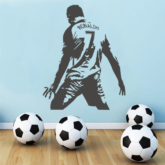 Football Player Action Silhouette Student Dormitory Bedroom Decoration Wall Sticker, Small 45x58m, Medium 58x74cm