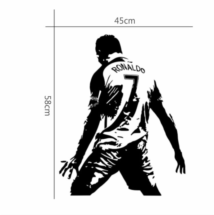 Football player silhouette wall sticker size 45cm by 58cm with “RONALDO 7”