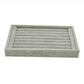 Light gray velvet jewelry tray with long horizontal slots for rings and earrings