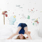 Kids wall sticker set featuring elephant, bunnies, plants, and “Love is here” text