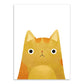 Yellow cat artwork canvas with full head and ears, wide eyes, smiling expression