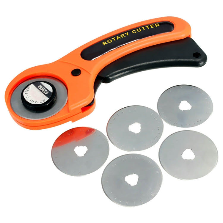 Orange rotary cutter with multiple round replacement blades