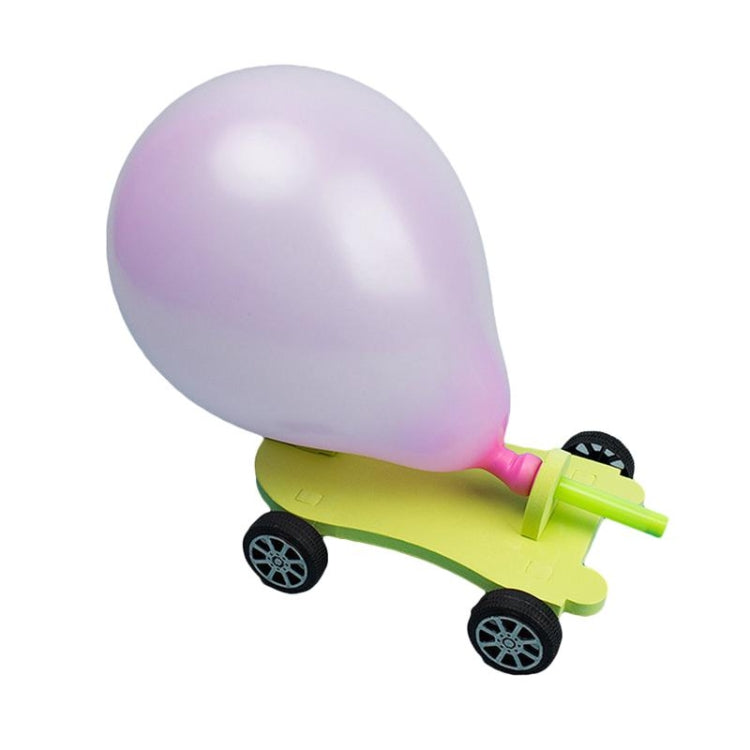 Balloon recoil car kit with lilac balloon and lime green launcher, black wheels