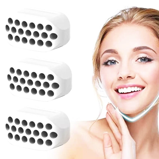 White silicone masseter ball jaw trainer set of three with round suction bumps