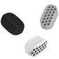 Silicone masseter ball jaw trainer in black, gray, and white with round bump rows