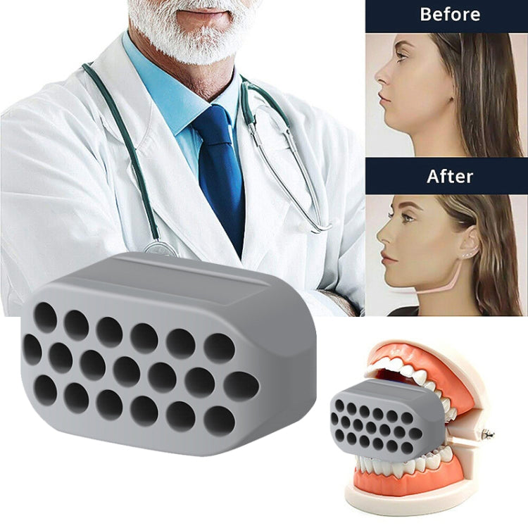 Gray silicone masseter ball jaw trainer with round suction bump surface
