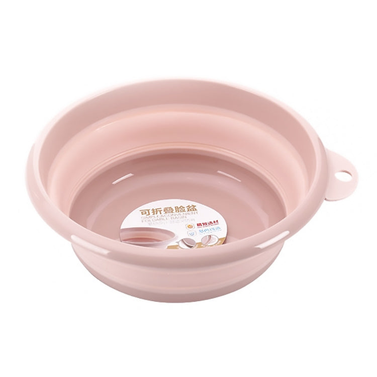Folding washbasin, round pink portable wash tub with side handle