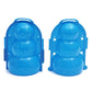 Pair of blue snowman snowball maker molds with embossed snowman faces