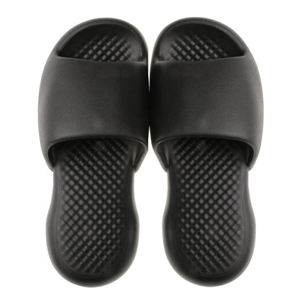 Men's black plastic slide slippers with textured footbed and open toe