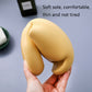 Men's yellow plastic slide slippers, cushioned upper and textured footbed close-up