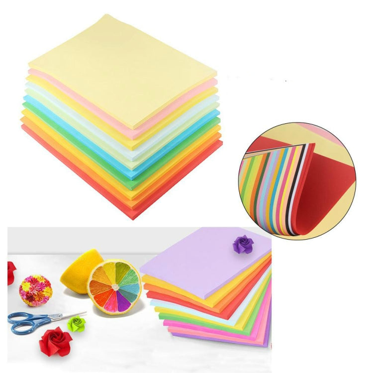 Assorted pastel paper stacks with a close-up showing folded multicolor layers.