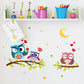 Kids wall sticker set sheets with owl decals, moon, stars, and hearts