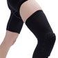 Black breathable long knee pads with textured honeycomb impact guard for sports