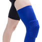Blue breathable long knee pads with honeycomb-pattern impact protection