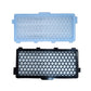 Blue and black rectangular vacuum cleaner filters with honeycomb mesh panels