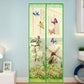 Green insect screen curtain with butterflies and windmill garden print, magnetic mesh