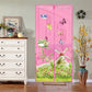 Pink insect screen curtain with butterflies and windmill garden print, magnetic mesh