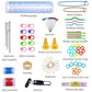 Knitting tool kit accessories: needles, stitch markers, tape, scissors, and counters