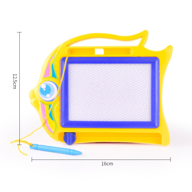 Single plastic magnetic drawing board with blue writing screen and yellow frame plus stylus