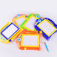 Multi-pack magnetic writing boards with colorful plastic frames and blank white drawing screens